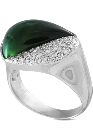 LB Exclusive Anillo en oro blanco de 18kt con diamantes y turmalina