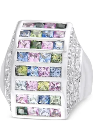 LB Exclusive Anillo en oro blanco de 18kt con diamante y zafiro
