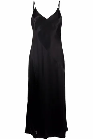 12 STOREEZ Vestido de seda con cuello en V