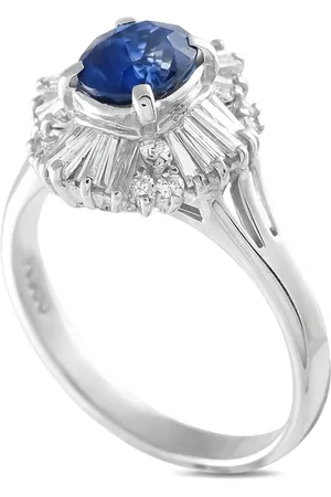 LB Exclusive Anillo Ballerina en platino con diamantes y zafiro