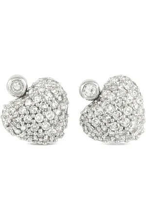 LB Exclusive Aretes Heart en oro blanco de 14kt con diamante