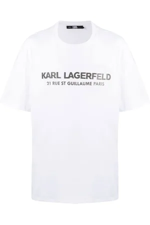 Karl Lagerfeld Playera con logo de cuero artifical