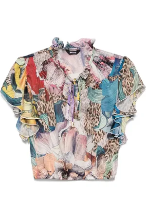 Roberto Cavalli Blusa de gasa con estampado floral