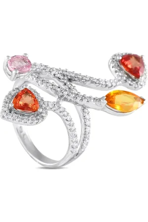 LB Exclusive Anillo en oro blanco de 18kt con diamante y zafiro