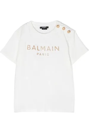 Balmain Playera con logo y glitter