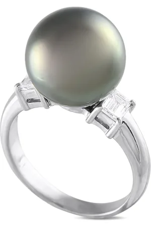 LB Exclusive Anillo en platino con diamantes y perla