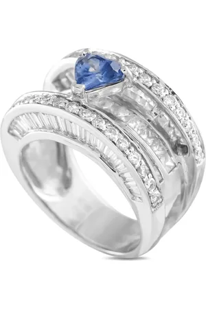 LB Exclusive Anillo en oro blanco de 18kt con diamante y zafiro