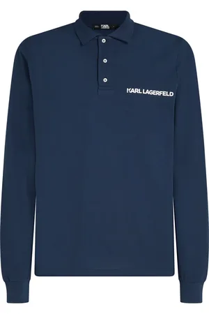 Karl Lagerfeld Playera tipo polo de piqué con logo estampado