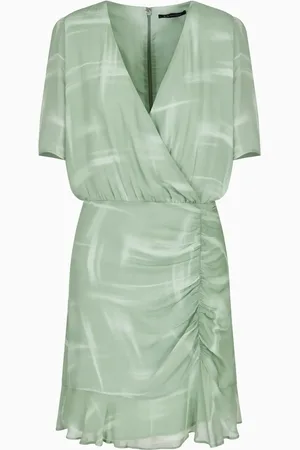 Armani Exchange Vestido fruncido con cuello en V