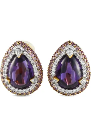 LB Exclusive Aretes de clip en oro amarillo de 18kt con gemas