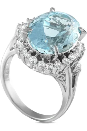 LB Exclusive Anillo en platino con diamante y aguamarina