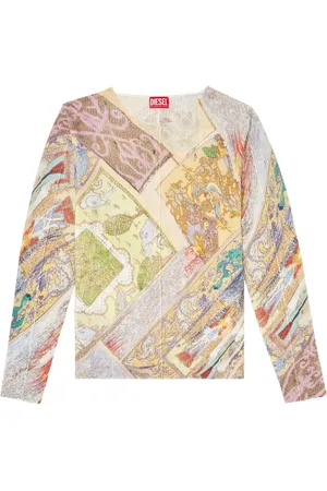 Diesel Top K-Renton estampado con mangas largas