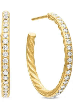 David Yurman Arracadas en oro amarillo de 18kt con diamantes en pavé de 25.4mm