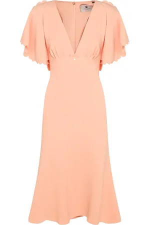 Elisabetta Franchi Vestido midi con mangas festoneadas