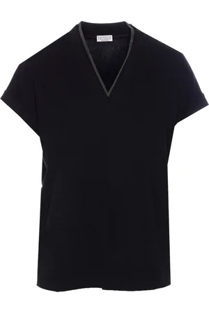Brunello Cucinelli Top con detalle metalizado en el cuello
