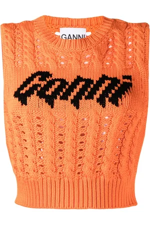 Ganni Chaleco Rope con logo en intarsia