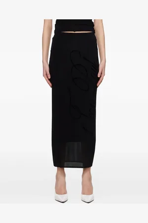 Jean Paul Gaultier Falda midi con logo afelpado