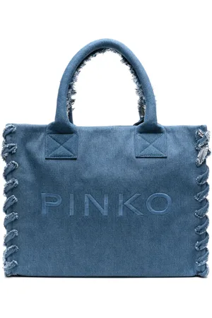 Pinko Bolsa de playa de mezclilla con logo bordado