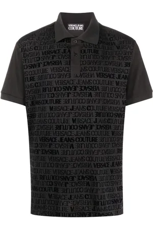 VERSACE Playera tipo polo con logo estampado