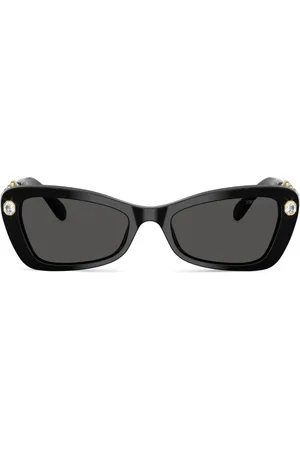 Swarovski Lentes de sol con armazón rectangular y detalles de cristal