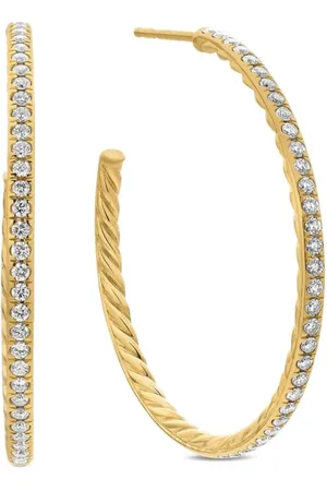 David Yurman Arracadas en oro amarillo de 18kt con diamantes en pavé de 38mm