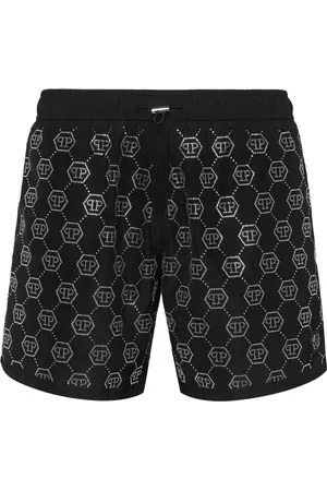 Philipp Plein Shorts de playa con monograma de cristal
