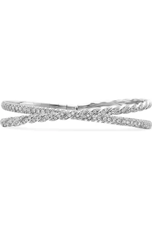 David Yurman Pulsera Pavéflex Two Row en oro blanco de 18kt de 16mm