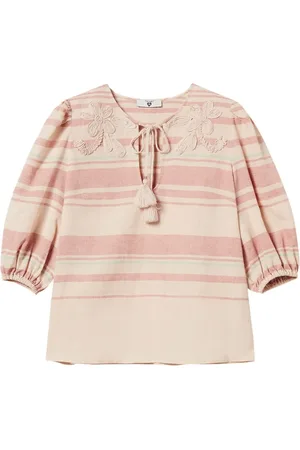 Twin-Set Blusa con rayas bordadas