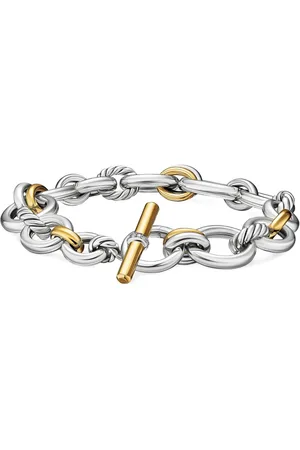 David Yurman Pulsera DY Mercer® Chain en oro amarillo de 18kt y plata de ley con diamantes