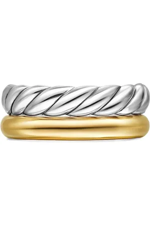David Yurman Anillo DY Mercer® Two Row en oro amarillo de 18kt y plata de ley