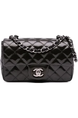 CHANEL Bolsa crossbody Single Flap mini con forma rectangular de charol 2012-2013