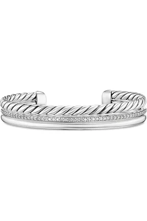 David Yurman Brazalete DY Mercer® Three Row en plata de ley con diamante