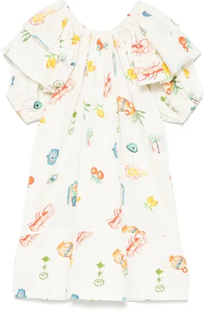Le pandorine Vestido con volantes y estampado mediterráneo