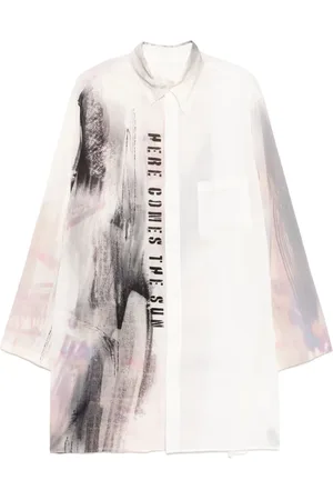 YOHJI YAMAMOTO Camisa estampada con cuello asimétrico