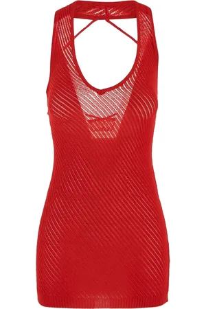 LANEUS Vestido midi de tejido calado