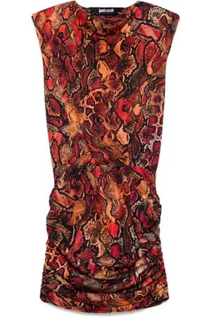 Roberto Cavalli Vestido corto con estampado de piel de serpiente