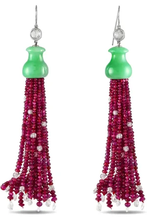 LB Exclusive Aretes en oro blanco de 18kt con múltiples piedras
