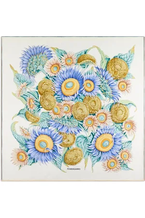 Salvatore Ferragamo Mascada de seda con estampado Sunflower