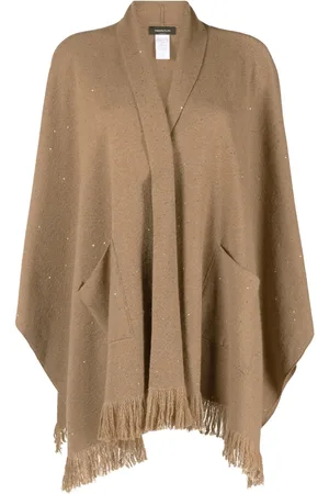 Fabiana Filippi Poncho de tejido flojo con flecos