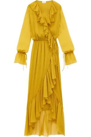 Saint Laurent Vestido cruzado con volantes