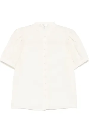 Frame Blusa de seda con encaje en los hombros