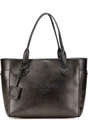 Loewe Tote Heritage pequeña de piel de becerro metalizada 2018