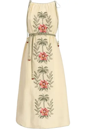 Farm Rio Vestido midi Sand Tropical Flower