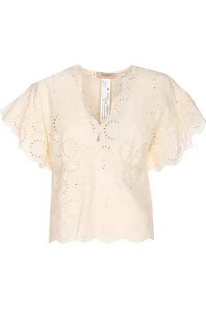 Twin-Set Blusa con bordado inglés