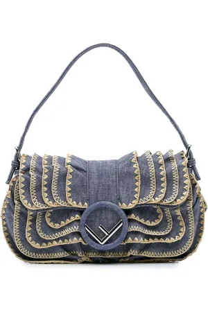 Fendi Bolsa de mano Baguette F is Fendi Kan I de mezclilla bordada 2010-2024