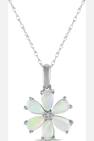 LB Exclusive 14kt white gold diamond and opal necklace