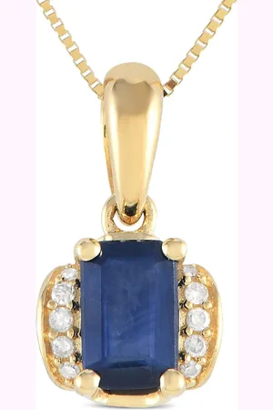 LB Exclusive Collar en oro amarillo de 14kt con diamantes y zafiros
