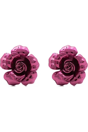 Roberto Cavalli Aretes oversize en forma de rosa