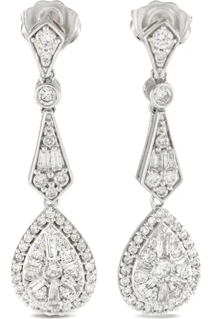 LB Exclusive Aretes Art Decoen oro blanco de 14kt con diamante