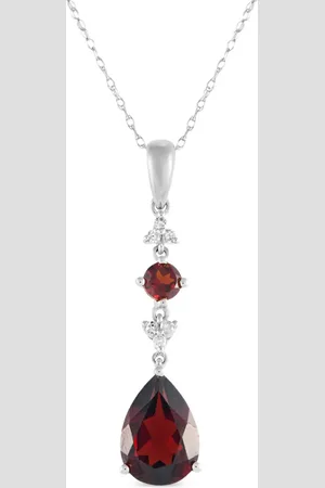 LB Exclusive Collar en oro blanco de 14kt con dije de diamante y granate